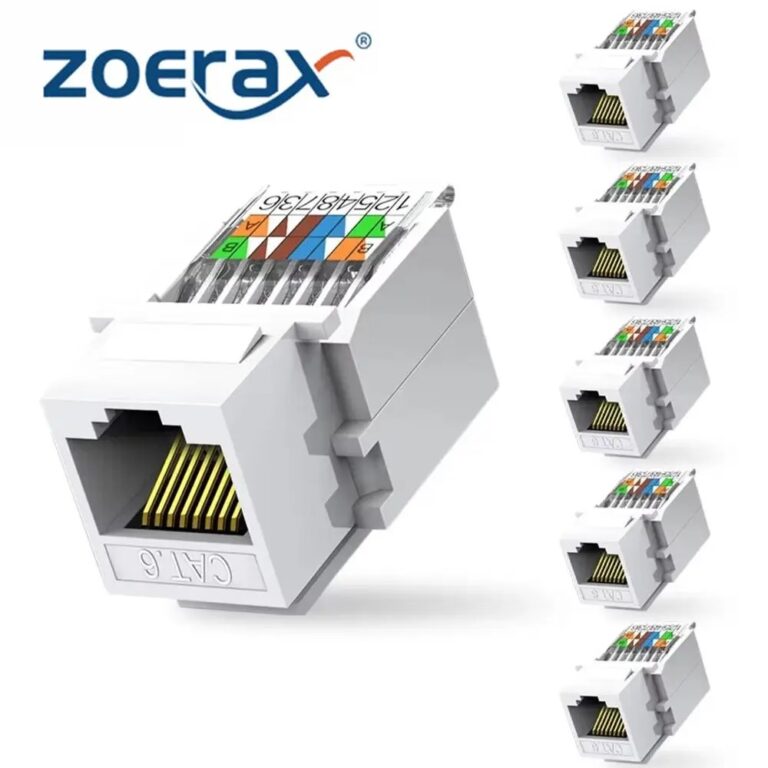 ZoeRax 6 pezzi Cat6 Jack Keystone RJ45 senza attrezzi, nessun strumento di punzonatura accoppiatore modulo richiesto, bianco