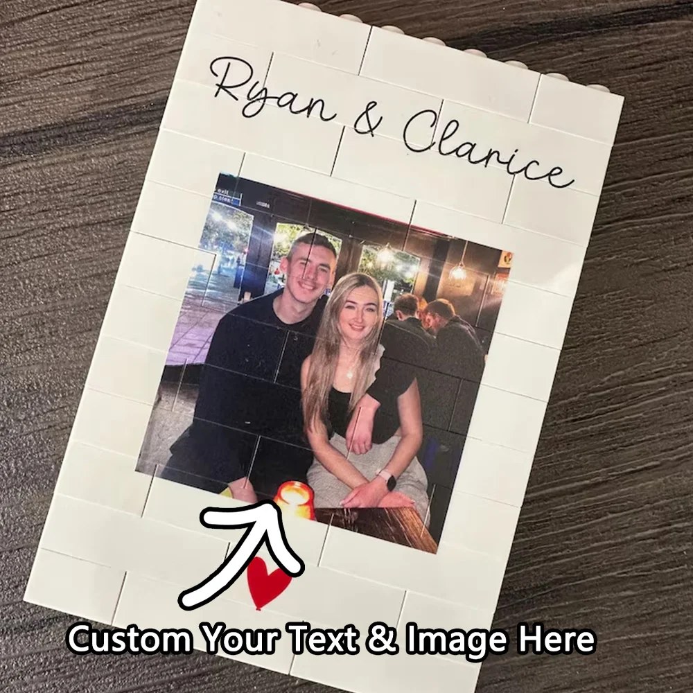 Blocco fotografico personalizzato in mattoni Mummy & Me, regalo personalizzato per mamma, mamma o lei, cornice puzzle bianca per ogni occasione