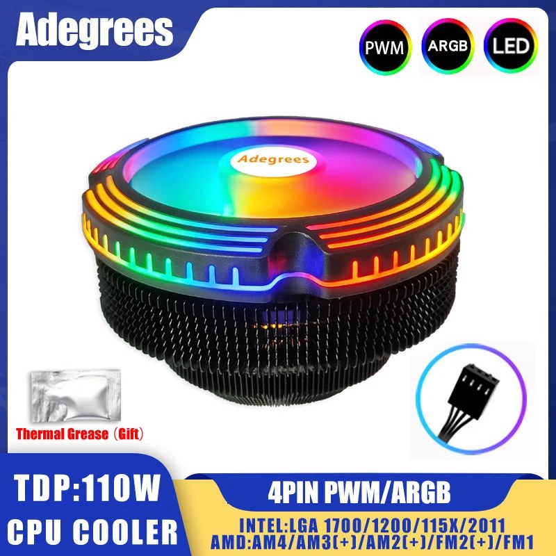 120MM CPU Air Cooler 4PIN PWM Ventola di raffreddamento del radiatore del PC per Intel 2011 1700 1200 1150 1155 1156 X79 X99 AM3 AM4 Ventilatore