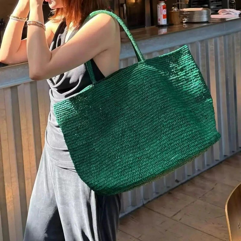 Borsa Tote Grande in Rattan Intrecciato a Mano 2026 da Donna, Borsa da Spiaggia in Paglia Naturale, Borsa a Spalla di Lusso, Borsa a Mano Estiva