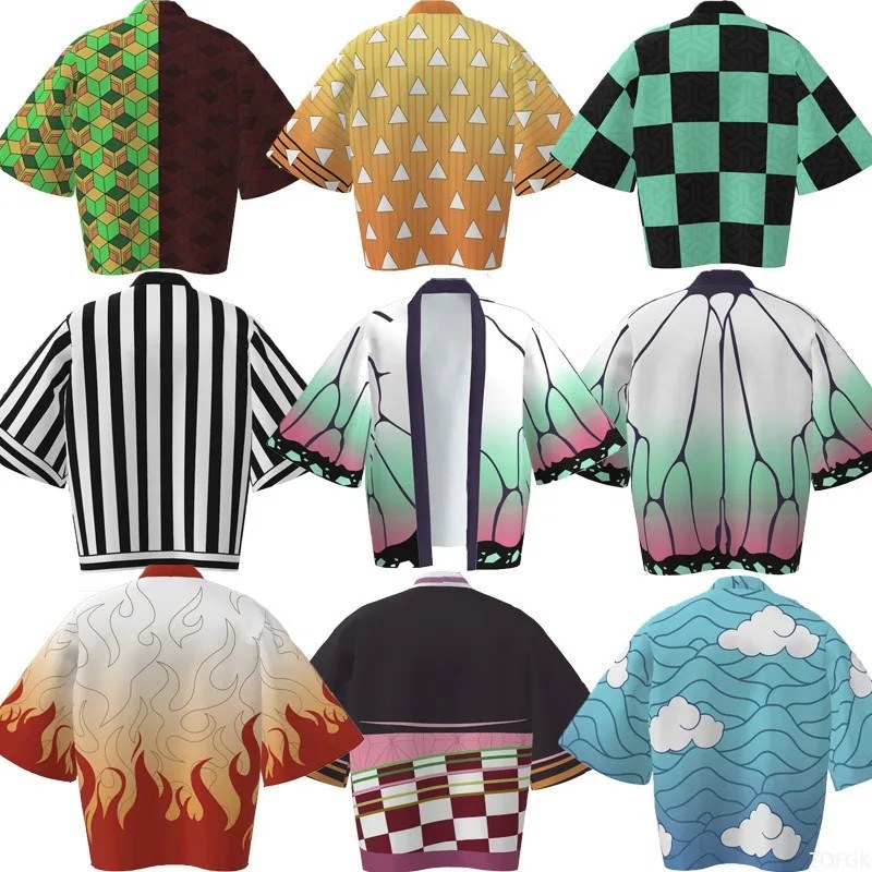Giacca stile kimono dei cartoni animati Demon Killer Cardigan a mezza manica con mantello anime