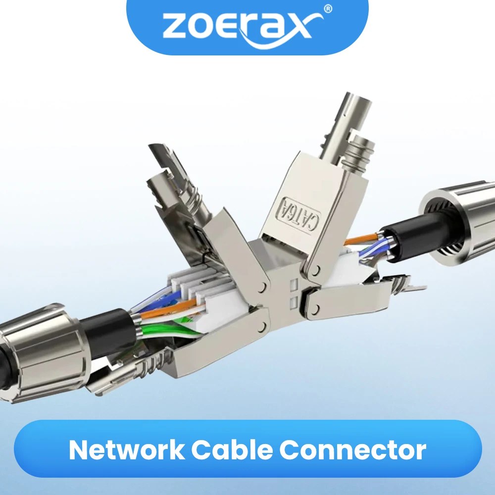 ZoeRaxCoppiatore RJ45 senza attrezzi schermato, prolunga per cavo Ethernet senza attrezzi PoE+ per cavi di rete Cat7/Cat6a/Cat6, argento