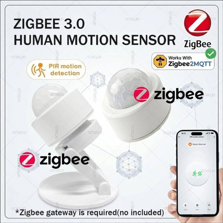Sensore di Movimento PIR Mini Zigbee 3.0, Rilevatore a Infrarossi per Corpo Umano, Allarme di Sicurezza, Supporta Zigbee2mqtt e Home Assistant, Richiede Gateway