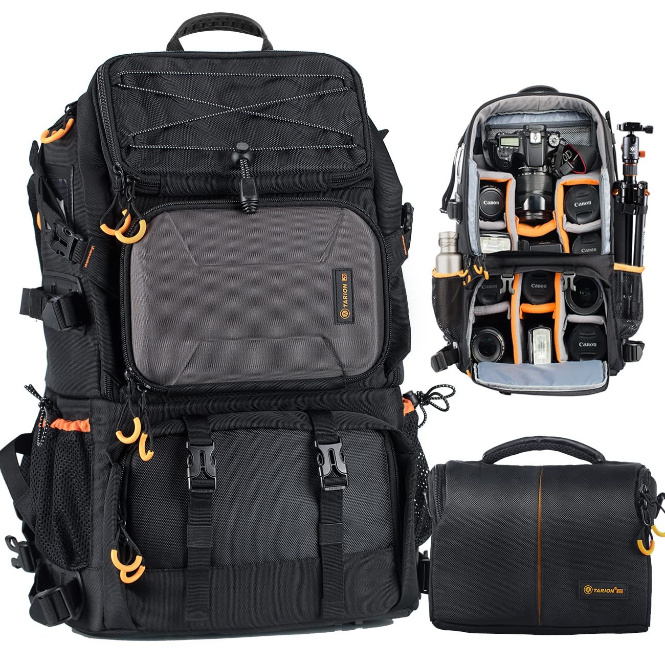 TARION Pro PB-01 Zaino Fotografico Grande per Fotocamera e Laptop 15.6" | Set Zaino e Borsa a Tracolla per Reflex, Obiettivi e Treppiede Ideale per Viaggio Trekking e Fotografia P…