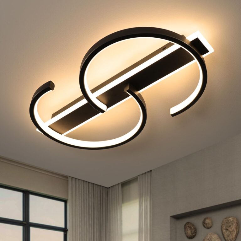 Plafoniera a LED plafoniera dimmerabile lampada da soggiorno nera 45W con telecomando Plafoniera a 2 anelli circolare lampada da camera da letto ufficio studio illuminazione a sof…