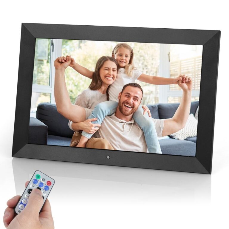 Vicloon Cornice Digitale 10.1 Pollici, Schermo 1280x800 HD IPS, Cornice Elettronica con Telecomando, Foto/Musica/Video/Calendario/Orologio, Supporto USB o Scheda SD, Rotazione Aut…