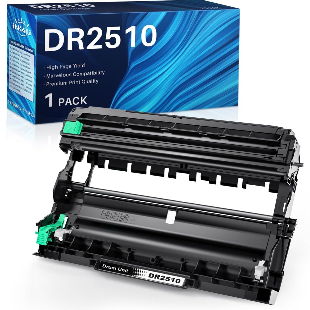 INK4U DR2510 Tamburo Compatibili per Brother DR 2510, (Capacità fino a 15.000 Pagine)per DCP-L2627DW HL-L2400DWE DCP-L2627DWXL DCP-L2620DW MFC-L2860DW DCP-L2665DW DCP-L2660DW MFC-…