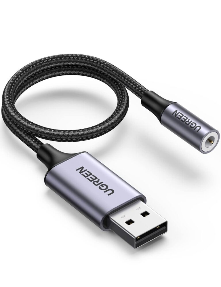 UGREEN Adattatore Audio USB a Jack 3,5 mm 25CM | Scheda Sonoro Esterna Supporta 24bit 96KHz Adapter per Cuffie e Microfono Compatibile con PC Switch PS 4 5 Macbook Linux