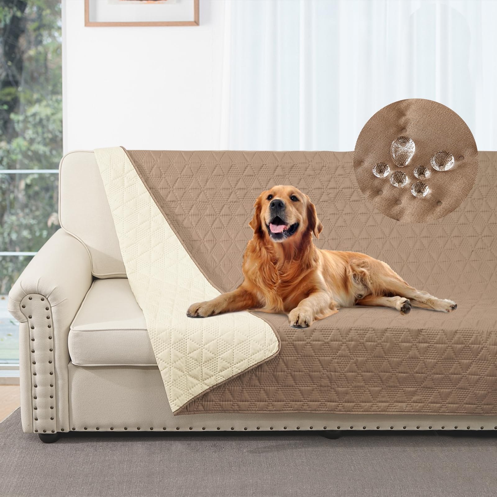 Taiyang Copridivano per Cani impermeabile, Coperta impermeabile per cani, protezione per mobili per bambini, bambini, cane, gatto, Fondo antiscivolo (Marrone Metallizzato, 173-208…