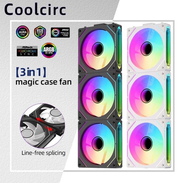 Coolcirc DL-1 Ventola per case per PC da 120 mm 800-2000 giri/min PWM Hydro cuscinetto Silenzioso 5V3Pin ARGB Dispositivo di raffreddamento dell'acqua Ventola di raffreddamento ma…