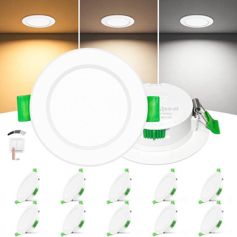 Laiebri Confezione da 10 Faretti LED Incasso Extra Slim 25mm, 6W, Soffitto Dimmerabili 3 Intensità Senza Dimmer, 2700K/4000K/6000K, IP44 Faretto LED Bagno Cucina, Foro Ø58-68mm, 2…