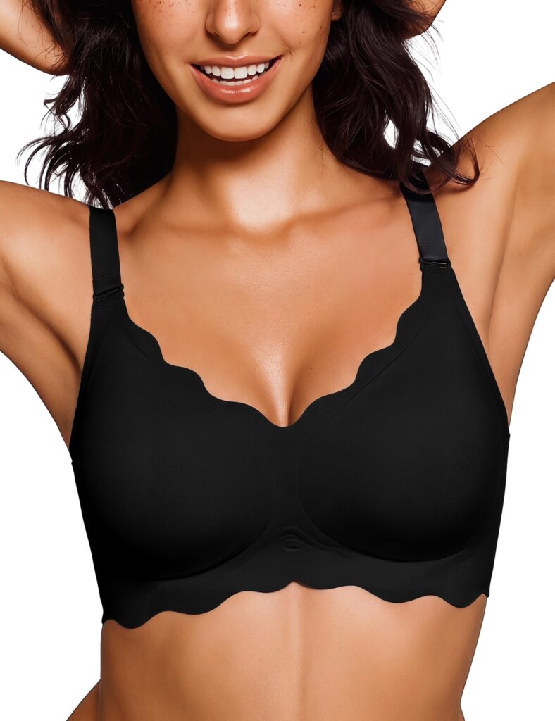 Bresdk Reggiseno Senza Ferretto Reggiseno Donna Senza Cuciture Comodo Gel | Reggiseno senza ferretto e reggiseno senza cuciture, tessuto morbido, bordo ondulato per uso quotidiano…