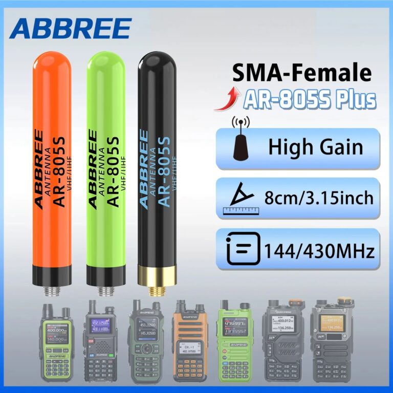 Antenna Mini Dual Band ABBREE AR-805PLUS SMA-Femmina VHF UHF ad Alto Guadagno per Baofeng UV-5R BF-888S UV-21 PRO 5RH QUANSHENG UV-K5