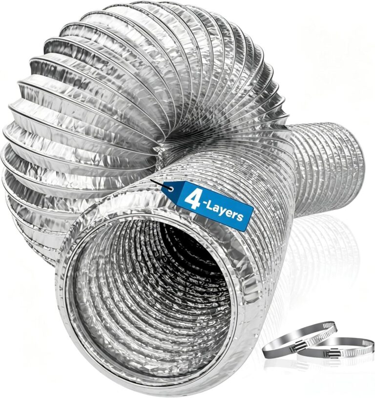 Hon&Guan 150mm X 2,5m Tubo Flessibile in Alluminio, 2 Fascette in Acciaio | Cappa Cucina Tubo di Ventilazione Flessibile in Alluminio, Tubo Scarico Condotti per Aria Condizionata,…