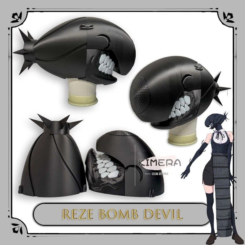 Animes Saw Can Wear Reze Casco Punk Cosplay Saw Bombe Occhi luminosi Maschere Denjii Cyber Accessori Abito Outfit Puntelli Sexy