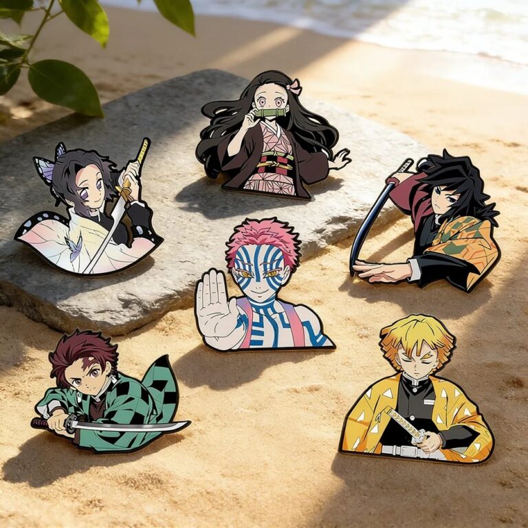 Set di 6 Spille Decorative Demon Slayer Kimetsu No Yaiba, Accessori per Zaini con Personaggi Anime, Forniture per Borse Scolastiche