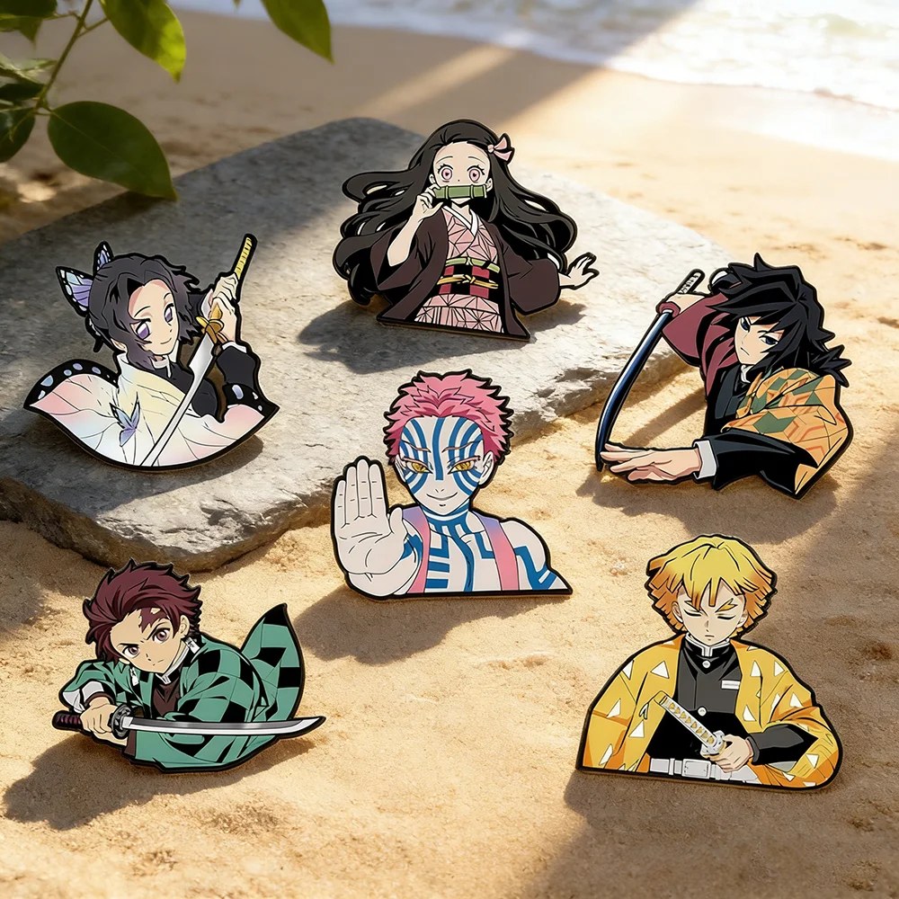 Set di 6 Spille Decorative Demon Slayer Kimetsu No Yaiba, Accessori per Zaini con Personaggi Anime, Forniture per Borse Scolastiche