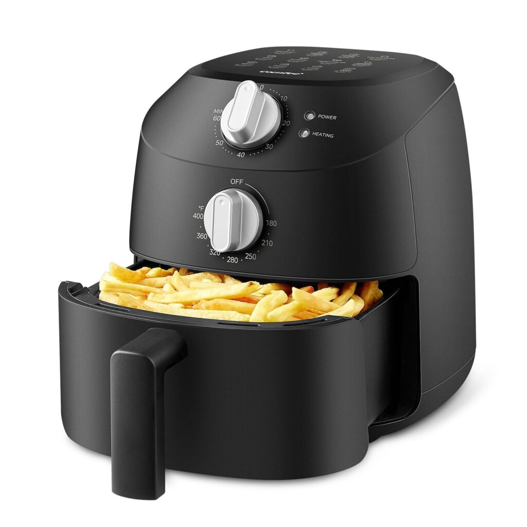 Midea Friggitrice ad Aria, 1150 W, 12 Funzioni, 2 Litri | Senza Olio, Senza BPA, Regolazione Temperatura 80-200°C e Tempo, per 1-2 Persone, Nero