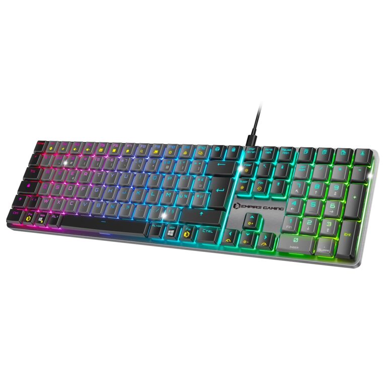 EMPIRE GAMING K243 - Tastiera Gaming Meccanica Wired Slim in Alluminio Low Profile, FR (AZERTY), 111 Tasti USB-C Staccabile, Switchs MX Red, RGB 24 Effetti, NKRO, Compatibile PC/P…
