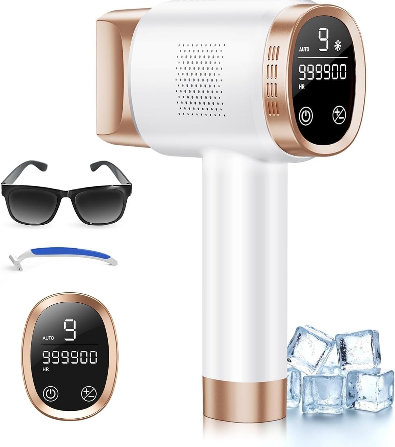 21J Epilatore Luce Pulsata con Raffreddamento a Ghiaccio 8°C, Epilatore Laser a 9 Livelli e Luce Rossa 600NM, Epilatore a Luce Pulsata Touchscreen per Uomini,Donne,Viso, Braccia,…