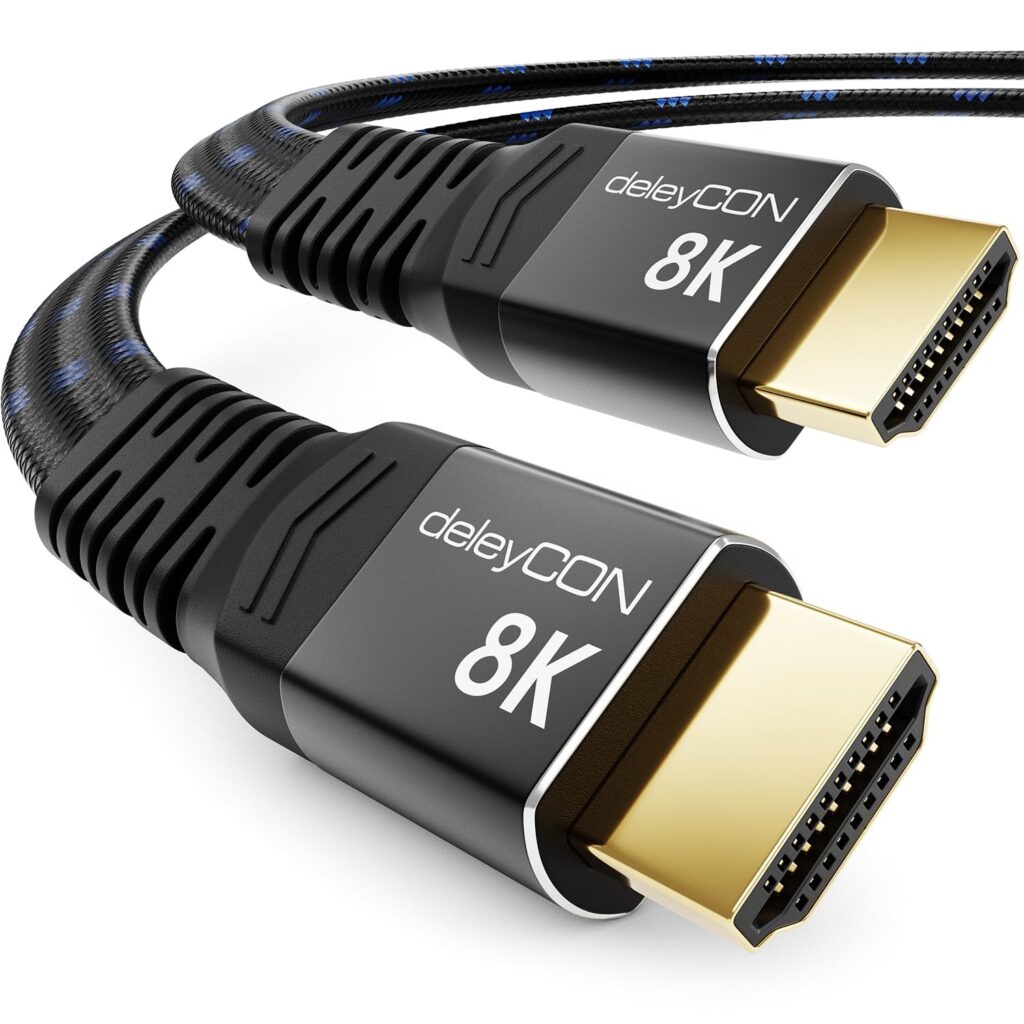 deleyCON 3,0m Cavo HDMI 2.1 8K Piatto - per TV, Monitor, PS4, PS5, Xbox, Soundbar Dolby Atmos EARC, HDR10+ VRR - 48Gbps Ultra High Speed Cable - 10K/8K@60Hz, 4K@120Hz/144Hz, 2K@24…