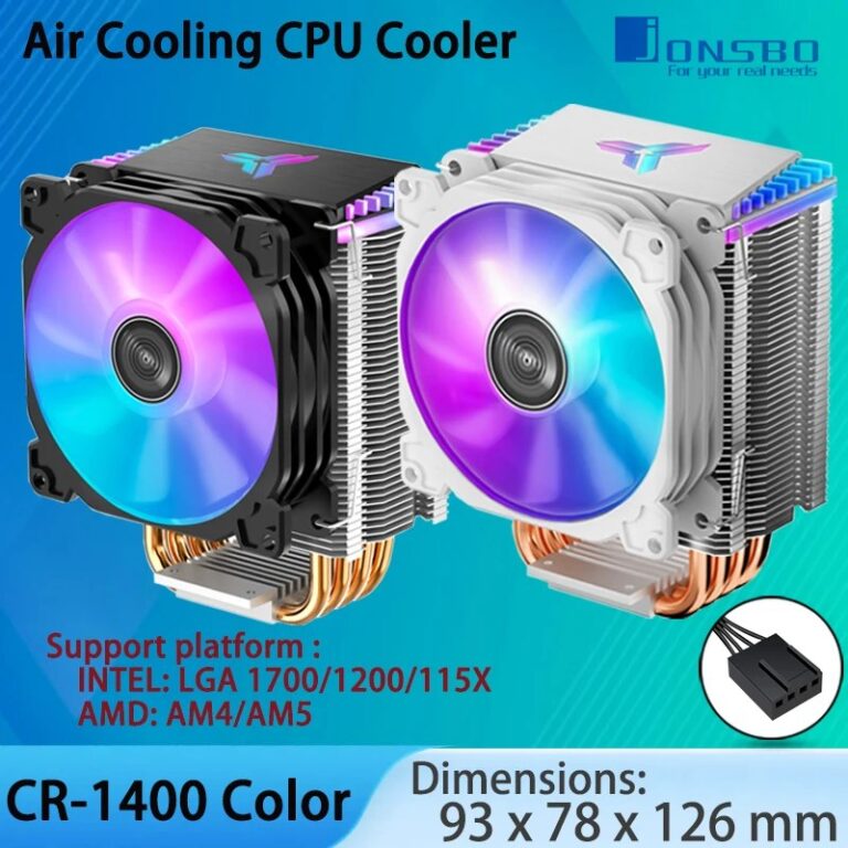 JONSBO CR1400 COLORE CPU Cooler, ventola PWM da 92 mm CPU Cooler, 4 tubi di calore Radiatore a torre di raffreddamento dell'aria alto 126 mm per Intel LGA1700 AM5