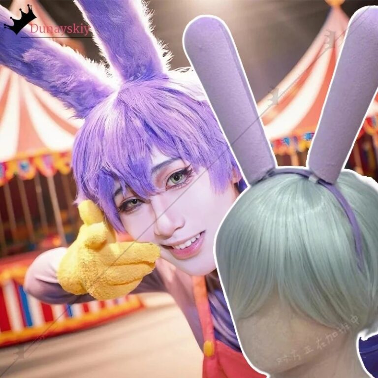 Accessori per Cosplay Anime Jax, Fascia per Capelli Pelosa Viola 19-25CM, Decorazione DIY per Travestimenti di Halloween