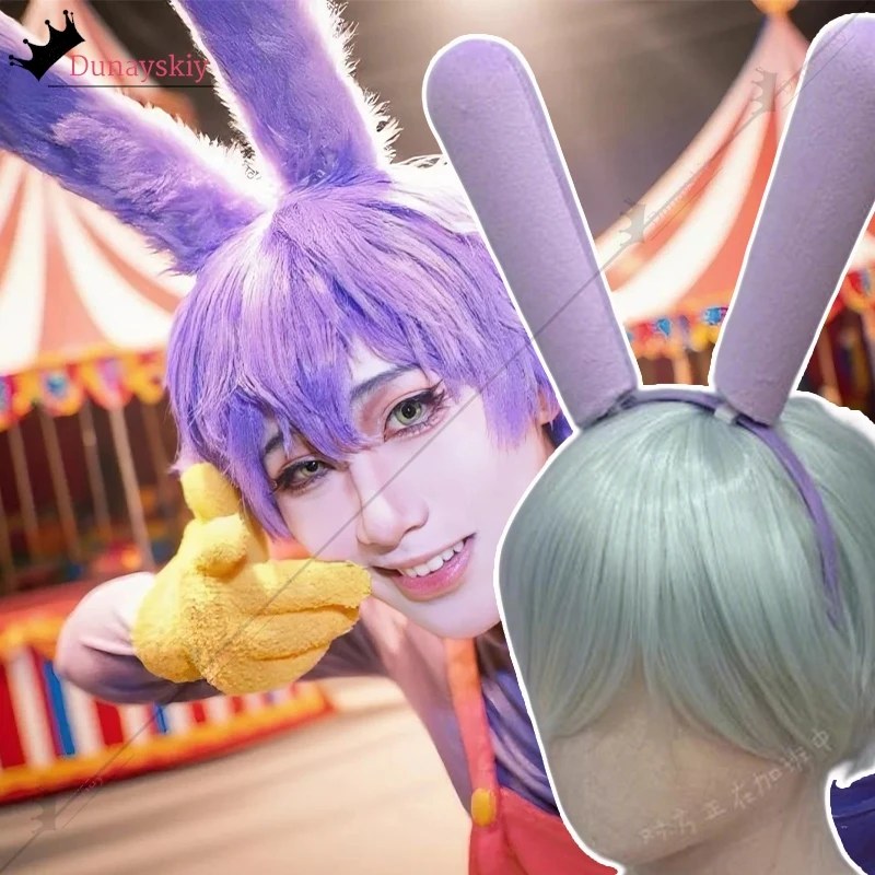 Accessori per Cosplay Anime Jax, Fascia per Capelli Pelosa Viola 19-25CM, Decorazione DIY per Travestimenti di Halloween