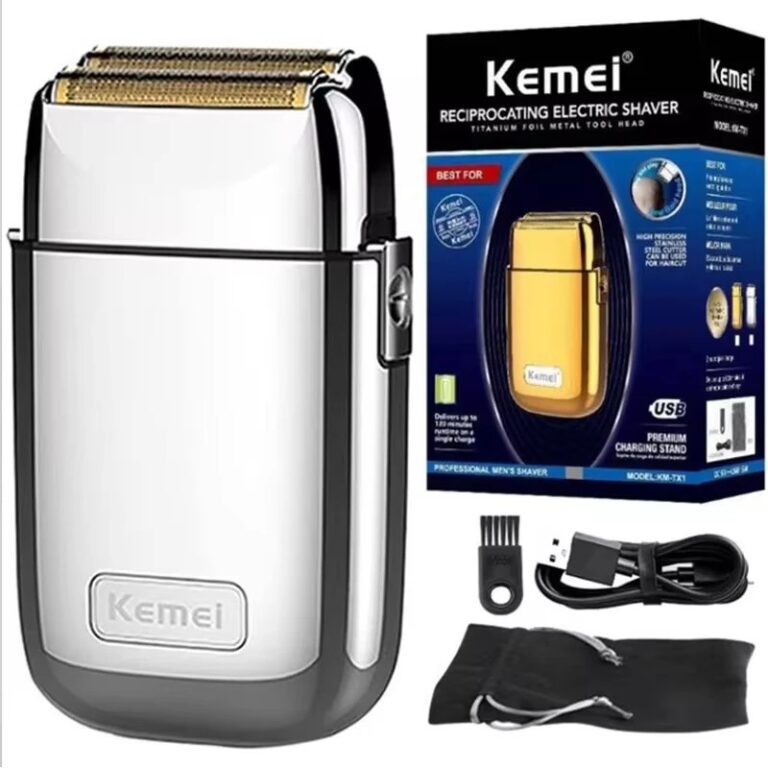 Kemei Tx1 Custodia in metallo ricaricabile Pro Rasoio elettrico per uomo Capelli Barba Rasoio elettrico Macchina da barba calva Finitura Dissolvenza