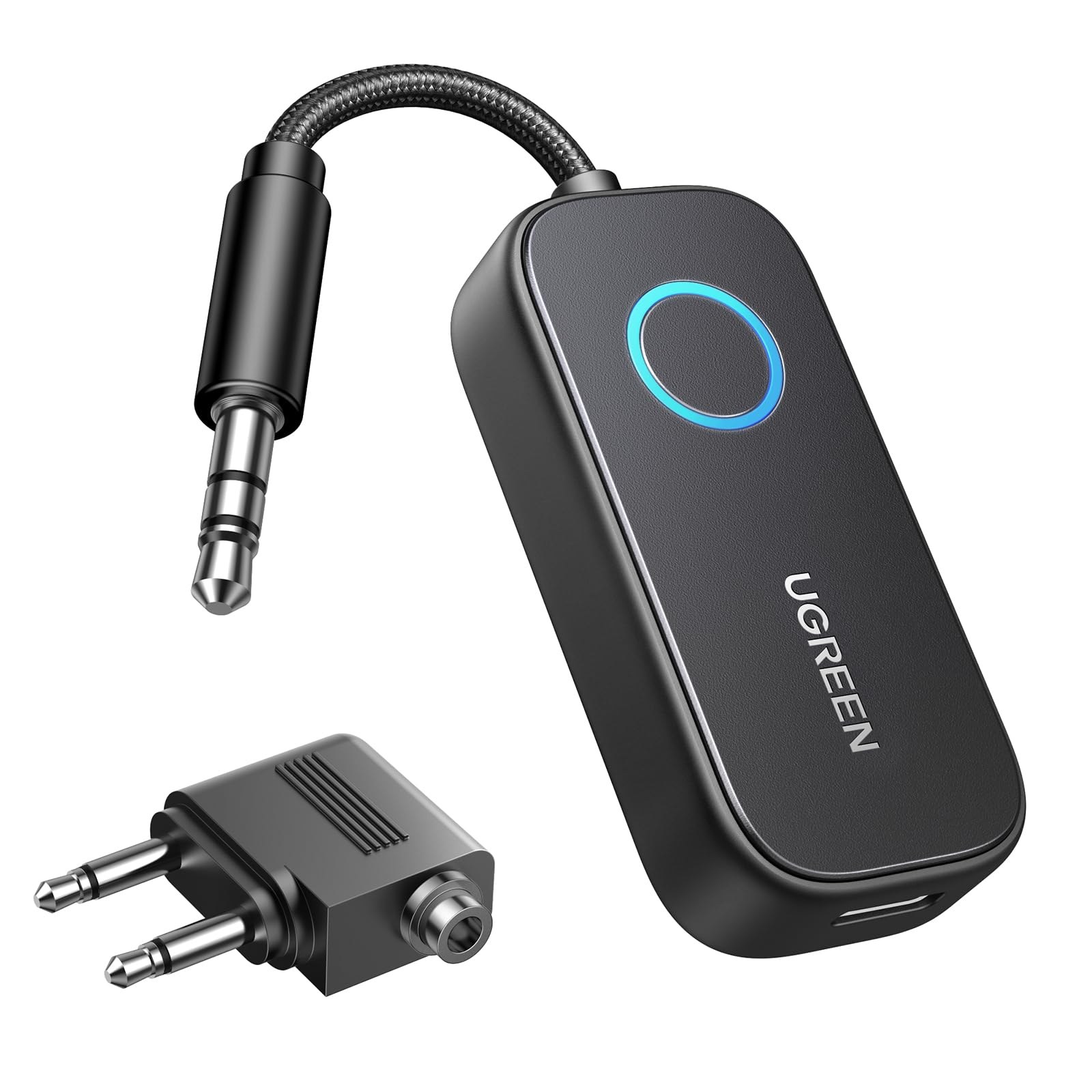 UGREEN AptX Trasmettitore Ricevitore Bluetooth5.3 Jack Adattatore Bluetooth | 2 in 1 Audio con Microfono Integrato Jack per Auto Altoparlanti TV Cuffie, 28h di Autonomia, Con Adat…