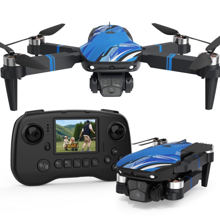 Drone con Camera, Schermo LCD FPV Live Video, Droni Motore Brushless, Sistema di Prevenzione Ostacoli a 270°, 3D Flips, Supporta Schede SD fino a 32 GB, Peso Inferiore a 250g per…