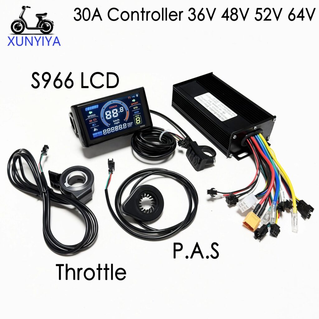Controller a Onda Sinusoidale 30A 750W-1000W con Display LCD S966 e Acceleratore PAS, Set 36V 48V 52V 64V per Riparazione Bici Elettrica/Monopattino UART N.2