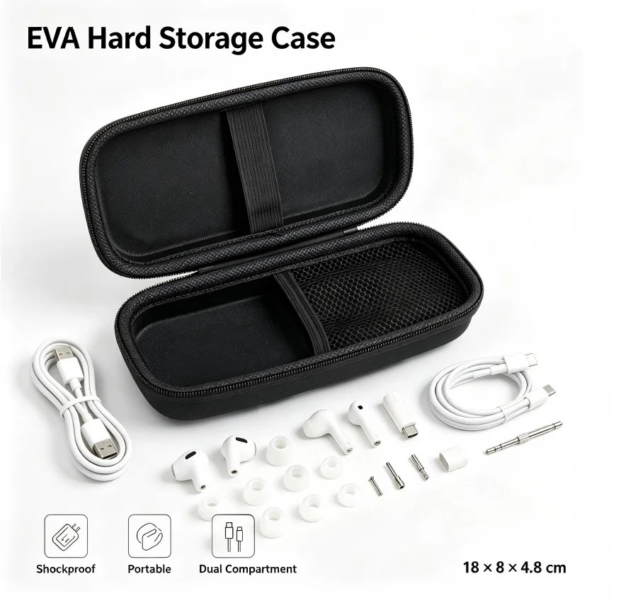 Custodia rigida in EVA antiurto, borsa organizer per piccoli dispositivi elettronici, cavi dati, auricolari e mini utensili di precisione