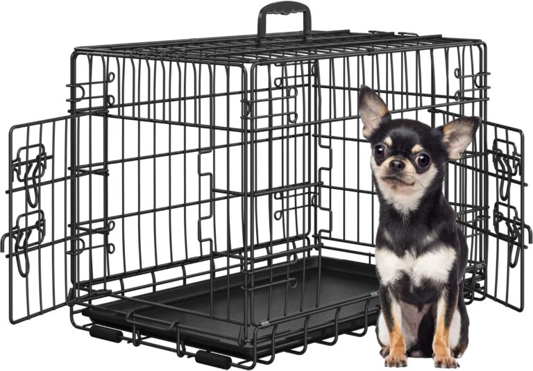 Yaheetech Gabbia Metallo per Cani Pieghevole 61,5 × 41,5 × 47 cm Nero | Gabbia per Cani e Gatti, Vassoio Rimovibile, Doppia Porta, Divisorio Regolabile, Struttura Robusta, Montagg…