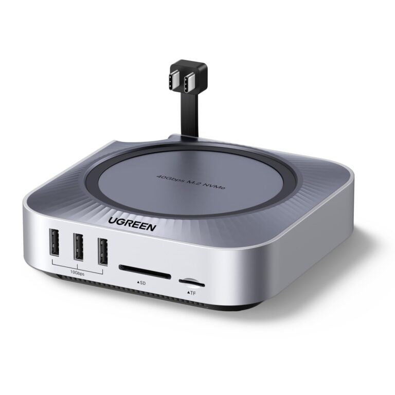 UGREEN USB4.0 40Gbps Dock USB C per Mac Mini M4, M4 Pro, M5 Pro, M6 | con Case M.2 NVME SSD 40Gbps, HDMI 8K 30Hz, 5*USB 4A1C 10Gbps Rapida , Lettore di Schede SD e TF 312MB/s, Aud…