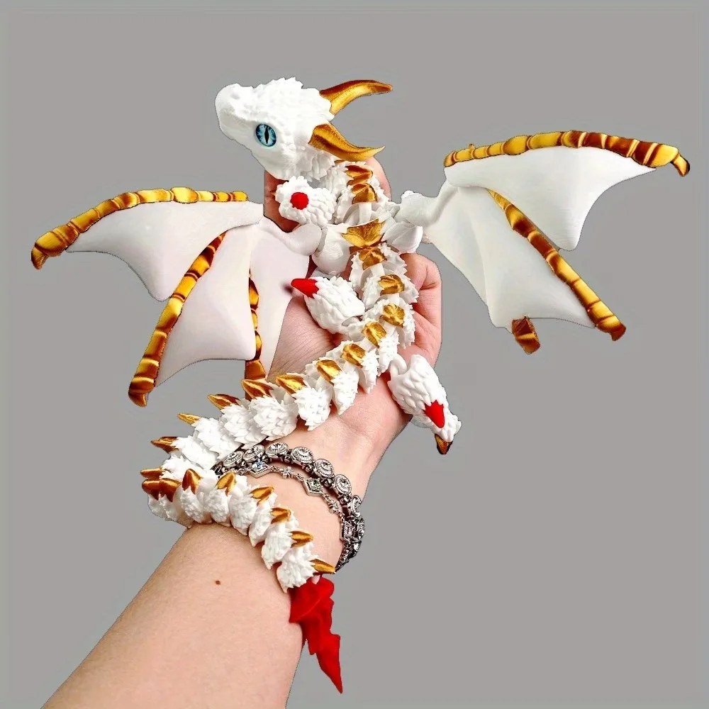 Drago Wyvern Stampato in 3D Originale con Ali, Modello di Simulazione, Regalo, Draghi Articolati, Draghi Antistress, Ornamenti da Scrivania, Giocattolo