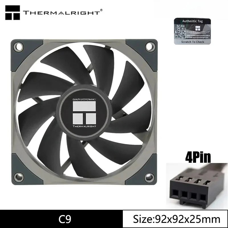 Thermalright TL-C9 Ventola da telaio da 92 mm Ventola ad alte prestazioni con cuscinetto PWM S-FDB V2 a 2000 velocità a 4 pin